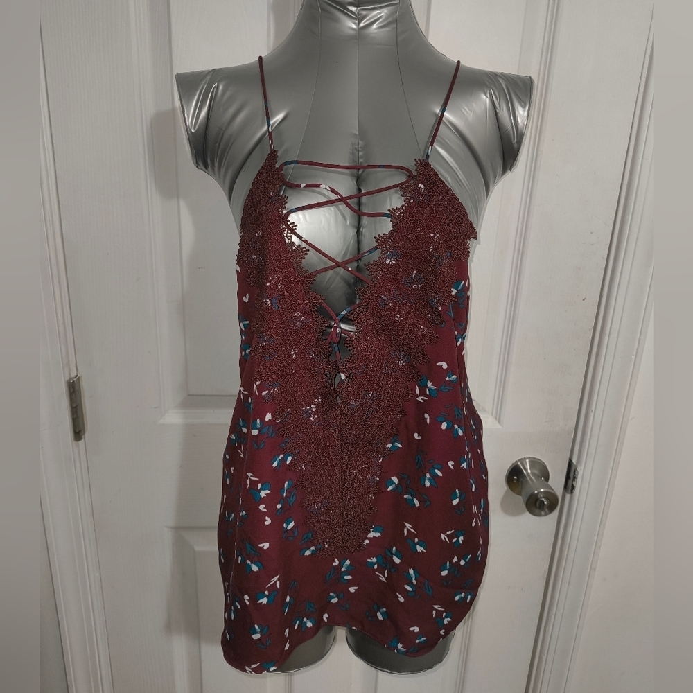 Wayf Red Sequin Slip Dress Sleeveless 98